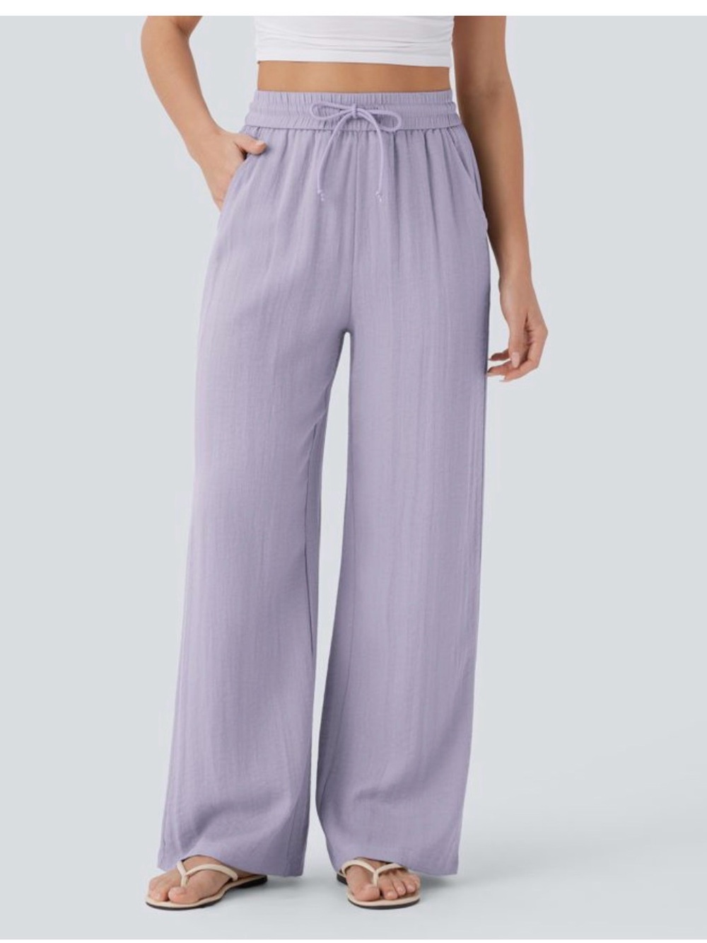 HALARA Lavender Wide-Leg Drawstring Lounge Pants